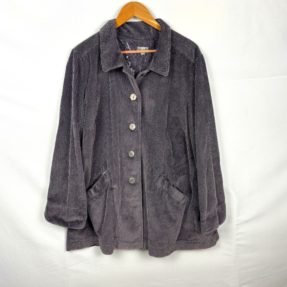 J. Jill Gray Corduroy Jacket with velvet trim